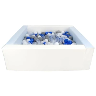 Image of Velinda Soft play ball pit, home indoor, outdoor, pit + 300 balls (Ball pit/balls colour: white, blue (pastel)/white, transparent, blue, grey)