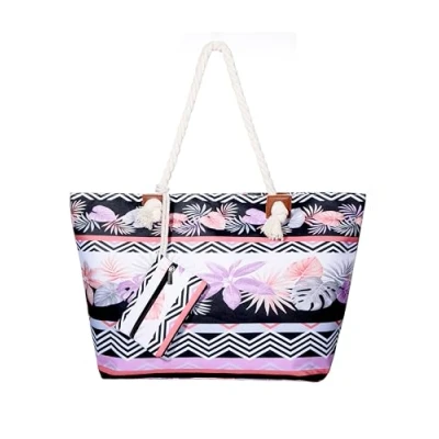 Image of DonDon Large Beach bag for women with zip Waterproof Pool holiday Viva Vida