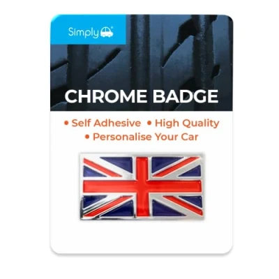 Image of Simply CB49 Union Flag Chrome Badge, 70 x 35 mm