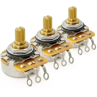 Image of CTS 450G A250K Pots Brass Short Split Shaft 1/4 Inch 10% Audio Taper Potentiometers for Electric Guitar Bass (Set of 3)