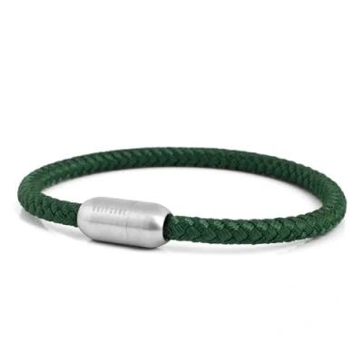 Image of Akitsune Silva Nylon Bracelet 5mm Diameter Link Bangle Trinket Women Stainless Steel Magnetic Closure Matte Silver Green 18,50cm