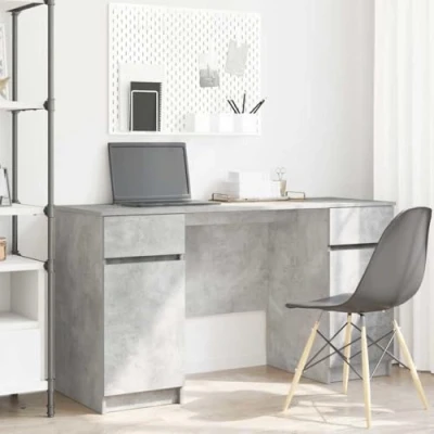 Image of vidaXL study desk/concrete grey office desk engineered wood/140 x 49 cm/home workspace