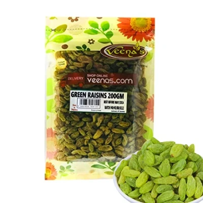 Image of Veenas Green Raisins 200G Indian Origin Dried Grapes Seedless
