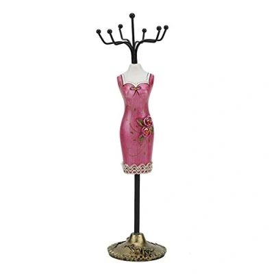 Image of Alucy Necklace Holder, Metal Jewellery Display, Bracelet Shelf, Display Hanging for Making &amp; Packaging Holder (Rose Red Cheongsam)