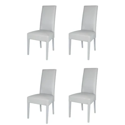 Image of Tommychairs Set of 4 chairs LUISA suitable for kitchen, dining room and restaurant, structure in wood beech painted light grey an upholstered seat covered eco leather colour