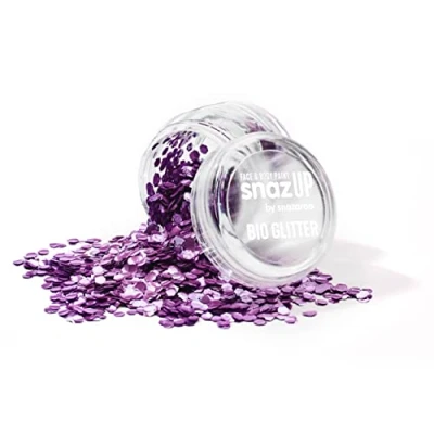 Image of Snazaroo Bio Glitter Face and Body Paint, Biodegradable Chunky Gliter, Violet Colour, 3g