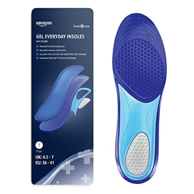 Image of Amazon Basic Care Gel Everyday Insoles, Size 36/41, Blue