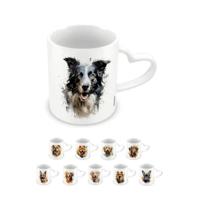 Image of Pyramid International, Love My Dog (Border Collie), Heart Handle 11oz / 315ml Ceramic Mug, One Size