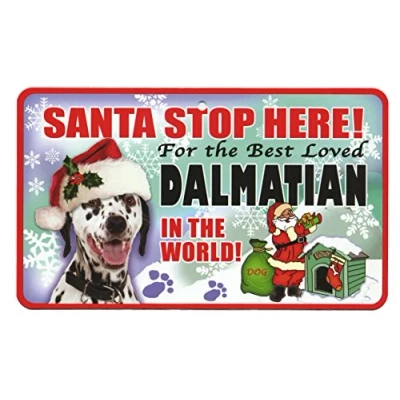 Image of Santa Stop Here Pet Sign Dalmatian