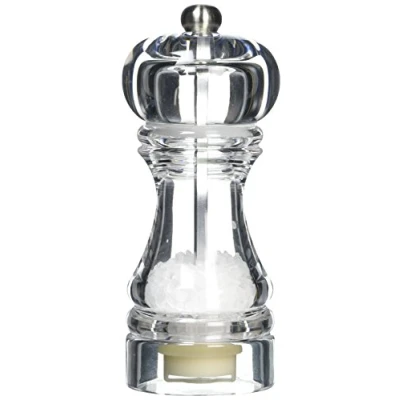Image of T&amp;G Classic Capstan Clear Acrylic Salt Mill with Satin Finish Knob, 14.5 cm
