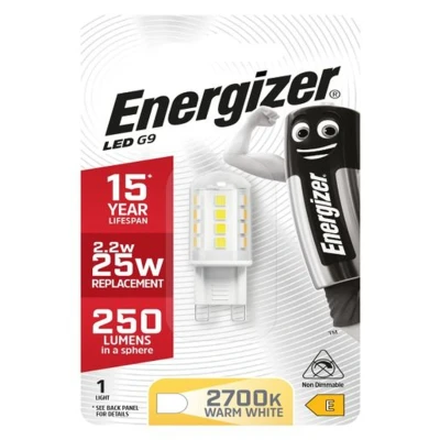 Image of Energizer G9 LED Energy Saving Lightbulb, 2 W, Warm White/White