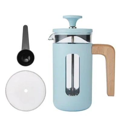 Image of La Cafetière Pisa 3 Cup In Sky Blue, Durable Stainless Steel Frame and Plunger, Heat Resistant French Press With Stylish Natural Wood Handle, Versatile Coffee 350ml