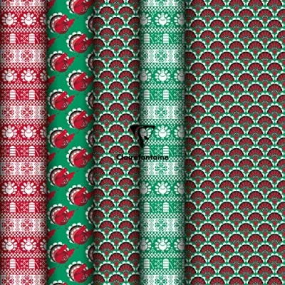Image of Clairefontaine 201979AMZC A Box of 20 Rolls Gift Wrap 80g Poster Paper Dimensions: 5x0.35m (Special Small Width) Pattern: Christmas, Red/Green, Turkey Ideal for Packaging