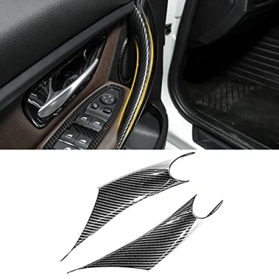 Image of TTCR II 2PCS Door Handle Covers Compatible with BMW 3/4 Series F30/F31/F34/F80 320i,328i,330i,335i &amp; F32/F33/F36 428i,435i,Driver Side and Front Row Passenger Pull (Carbon Fiber)