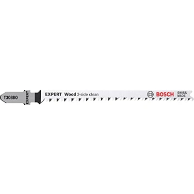 Image of Bosch 3x EXPERT wood 2 side clean T308BO Jigsaw Blade (for Solid furniture board, Plywood, Length 117 mm, Professional Accessory Jigsaw)