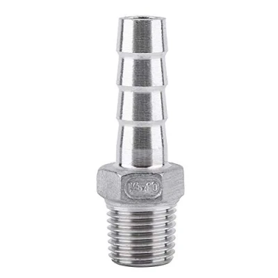 Image of 1 x SS304 Stainless Steel Barbed Hose Connector with Thread Adaptor DFE Tail Pipe 1/8 3/4