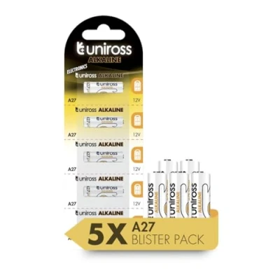Image of Uniross Battery MN27 A27/27A 12V Specialistic Alkaline Batteries Blister Of 5
