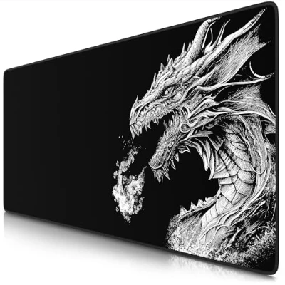 Image of TITANWOLF XXL Mouse Mat Pad 900 x 400 3mm Speed Gaming Extra Large MousePad Table Size Improved Precision and Design Black Dragon