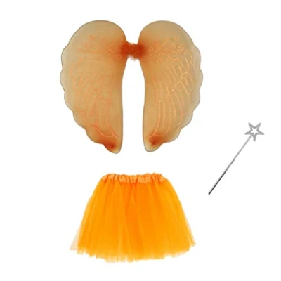 Image of Zac&#039;s Alter Ego 3 Piece Fancy Dress Bright Angel Wings, Wand &amp; Tutu Fairy Set
