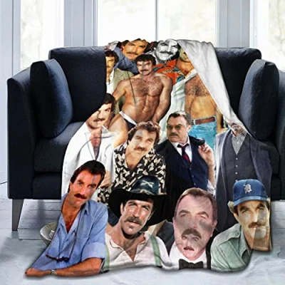 Image of Suehome Blanket Tom Selleck Soft and Comfortable Wool Fleece Throw Blankets for Sofa Office car Camping Yoga Travel Home Decoration Cozy Plush Beach Gift