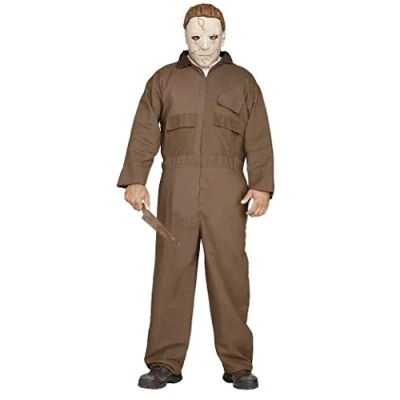 Image of shoperama Halloween Men&#039;s Michael Myers Costume with Half Mask Size L/XL Horror Movie Serial Killer Psychopath