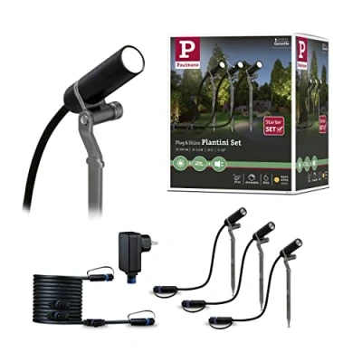 Image of Paulmann 94154 Outdoor Plug &amp; Shine Spotlight Plantini Basic Set 3000K 3x2.5W 24V 40 Anthracite alu, Aluminium, Integriert, 7.5 W, 2.1 x 7.7 22.3 cm