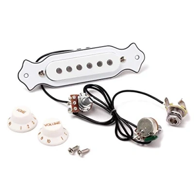 Image of Alnicov White Sound Hole Magnetic Pickup with Tone Volume Knobs for 6 String Folk Acoustic or Electric Guitar