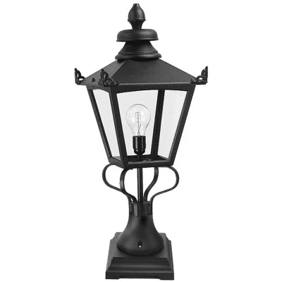 Image of Grampian 1 Light Outdoor Pedestal Lantern Black, E27