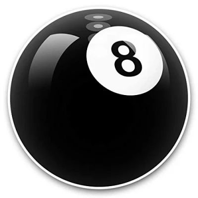 Image of Vinyl Stickers (Set of 2) 20cm (bw) 8 Ball Pool Snooker Laptop Tablet Luggage Scrapbook #38817