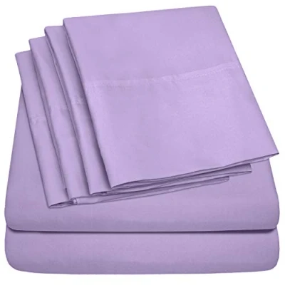 Image of King Size Bed Sheets 6 Piece 1500 Supreme Collection Fine Brushed Microfiber Deep Pocket Sheet Set Bedding 2 Extra Pillow Cases, Great Value, King, Lavender