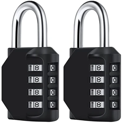 Image of Juliyeh 2 Pcs 4 Digit Combination Padlock School Lock for Gym, Sports Locker, Fence, Toolbox, Black