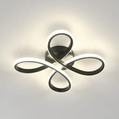 Image of Comely Modern LED Ceiling Light, 30W 3375LM Lamp Fixture Natural Light 4500K Lighting for Bedroom, Living Room, Dining Kitchen, 30cm, Black