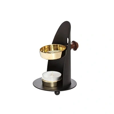 Image of NKlaus Adjustable Incense Burner with Wooden Handle Iron Stand Black Tea Light Mode 1526