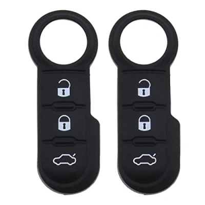 Image of eMagTech 2PCS 3 Button Car Key Silicone Pad Protector Cover Case Compatible with Fiat 500 Abarth Panda Punto Bravo Black Waterproof Scratch resistant Auto Accesories