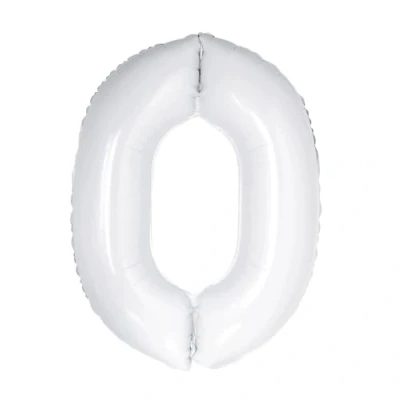 Image of White Number 0 Foil Balloon, 101cm