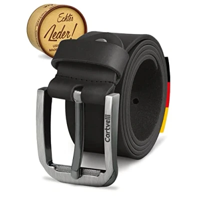 Image of Cartvelli Premium Men&#039;s Leather Belt Made in Germany with Gift Box Genuine 40 mm, gray, 115 cm