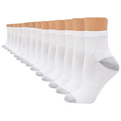 Image of Hanes Women&#039;s Value, Ankle Soft Moisture Wicking Socks, Available in 10 and 14 Packs, White 14, 7 11 UK (Pack of 14)