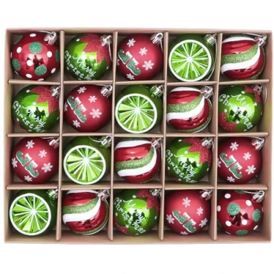 Image of Victor&#039;s Workshop Christmas Baubles Set 20pcs 60mm, Red Green and White Ball Ornaments for Xmas Tree Decorations