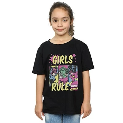 Image of Marvel Comics Girls Rule T Shirt Black 5 6 Years
