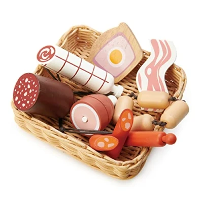 Image of Tender Leaf Toys Charcuterie Basket Play Food in a Wicker Perfect For Children Shopping Day Roleplay and Pretend