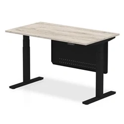 Image of Air 1400x800 Height Adjustable Desk Grey Oak Black Leg Modesty Panel
