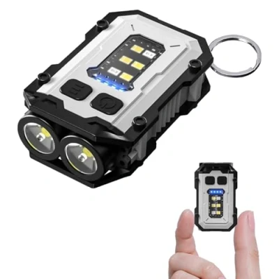 Image of WARSUN EDC Flashlight, LED Flashlight Rechargeable, Keychain Portable Light, Water Resistant, Lightweight &amp; Durable, for Emergencies, Camping, Hiking, and Daily Use (White)