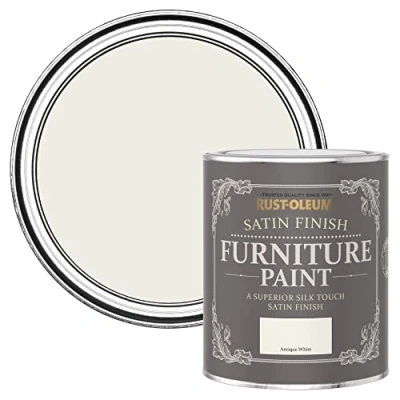 Image of Rust Oleum Off White Furniture Paint in Satin Finish Antique 750ml
