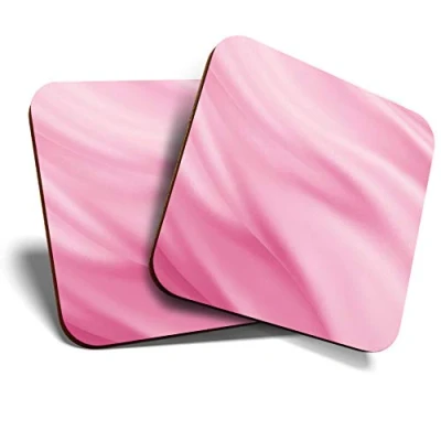 Image of Great Coasters (Set of 2) Square/Glossy Quality Coasters/Tabletop Protection for Any Table Type Pink Background Silk Canvas #15840