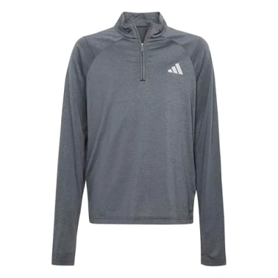 Image of adidas Unisex Kids GOTO PZ 1/4 Zip Longsleeve TEE, Black/Grey Three/Reflective Silver, 11 12 Years