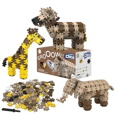 Image of Nano Clics Wildlife 250, construction toys for children ages 8 and up, creative educational in a 250 piece set, building blocks girls boys, durable