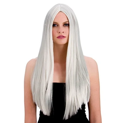 Image of Classic Long Silver Fancy Dress Wig