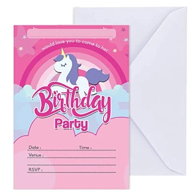 Image of Papa Prints Pack of 32 Party Invitations Kids (105 x 149 mm) Birthday Invites Invitation Cards with Envelopes