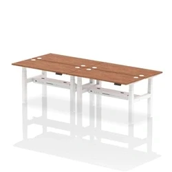 Image of Air B2B 1400x600mm Height Adjustable 4P Bench Desk CP Walnut/White