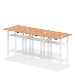 Image of Air B2B 1200x600mm Height Adjustable 6P Bench Desk CP Oak/White
